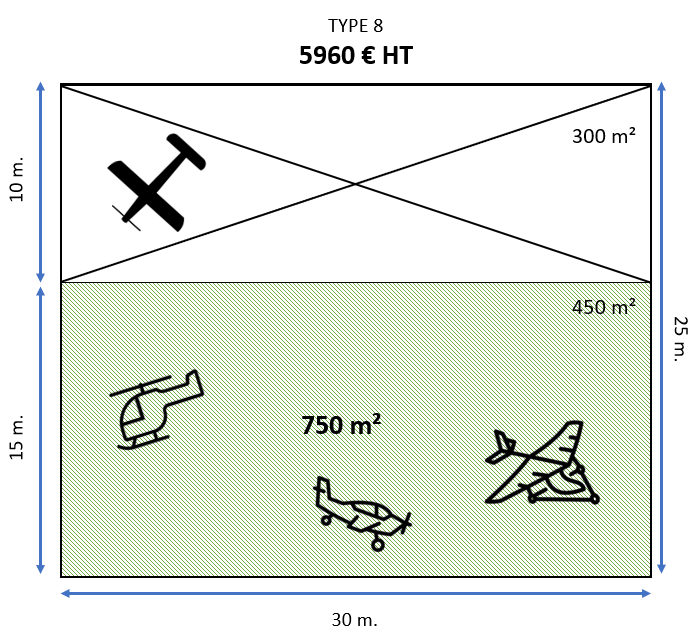 Type 8 (10 x 30 m / 750 m²)